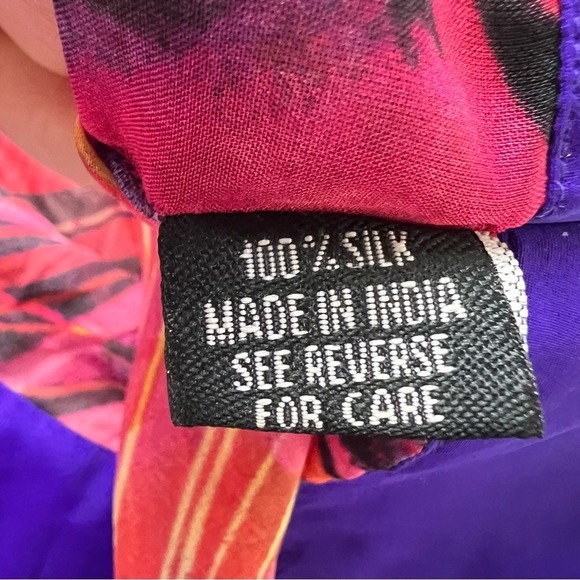 Zeugari Silk Tunic Beaded V Neck Semi Sheer Tie at Empire Waist * Runs Small * - Picture 6 of 11